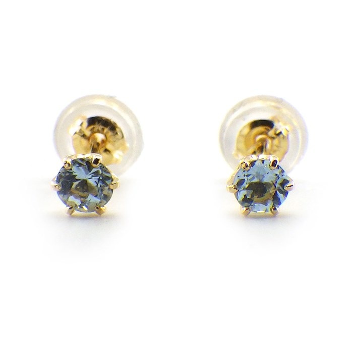 【アクアマリン】 ピアス ソリティア ソリテール 3月 誕生石 アクアマリン K18YG