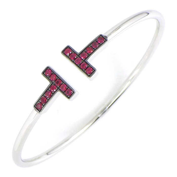 【ティファニー Tiffany & Co.】バングル T ワイヤー ルビー K18WG 