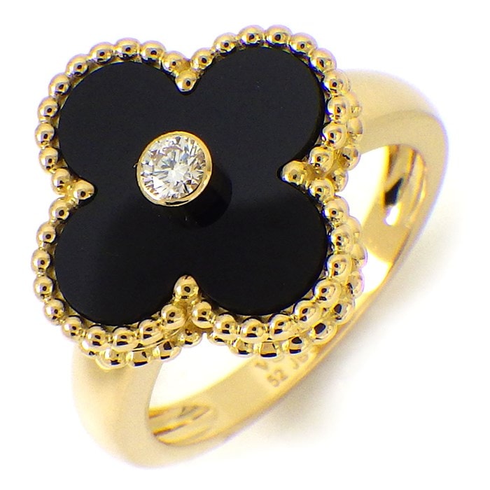 【ヴァンクリーフ＆アーペル Van Cleef & Arpels】リング ヴィンテージ アルハンブラ VCARA41000 オニキス 1ポイント ダイヤモンド 0.06ct K18YG 12号 / #52 