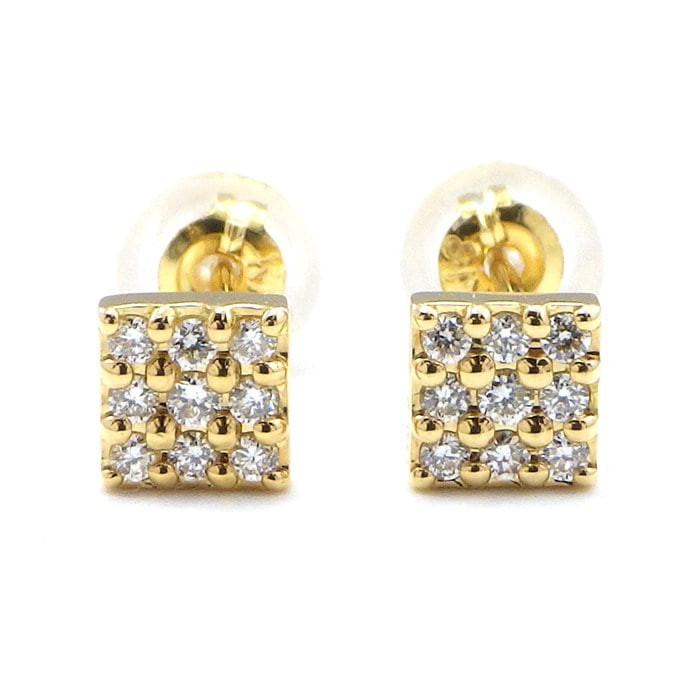 【ケイウノ ティアムティアム Tiam Tiam】ピアス ブリリアント パヴェ スクエア ダイヤモンド 0.047ct / 0.047ct K18YG 