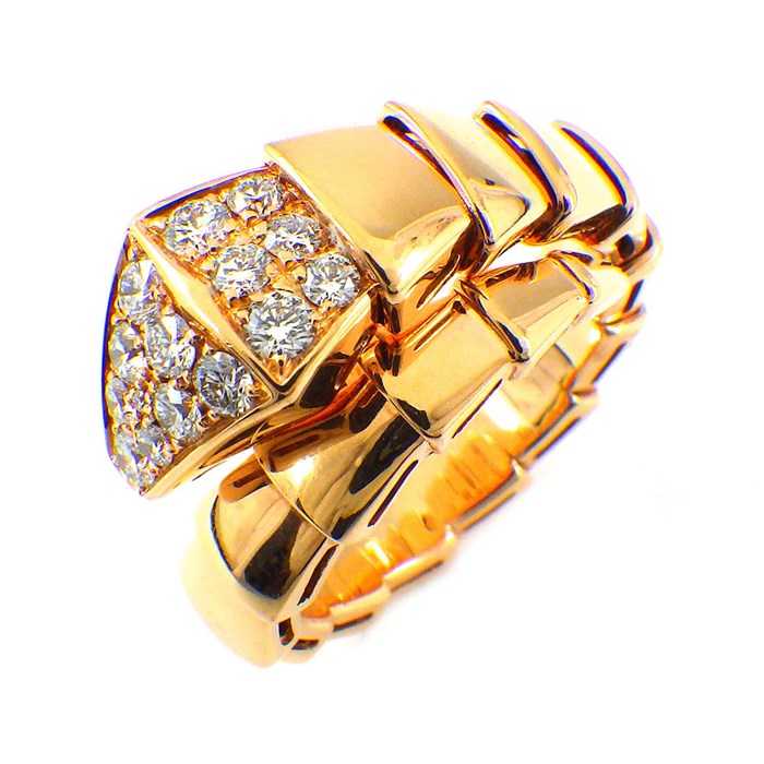 【ブルガリ BVLGARI】リング セルペンティ ヴァイパー Mサイズ スネーク パヴェ ダイヤモンド 0.53ct K18PG 12-13号 