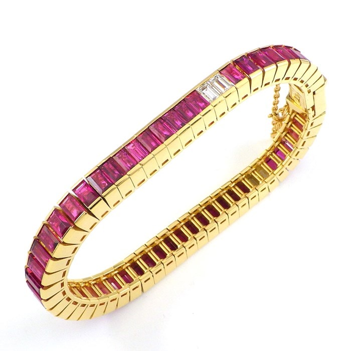 【サザンクロス SOUTHERN CROSS】ブレスレット ステップカット ルビー 20.31ct 4ポイント ダイヤモンド 1.39ct K18YG