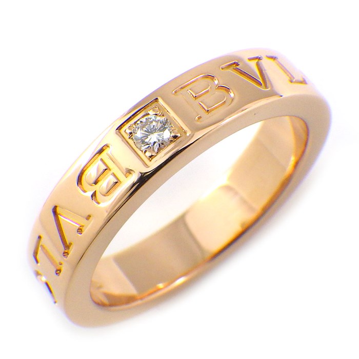 【ブルガリ BVLGARI】リング W ロゴ ダブル ロゴ 1ポイント ダイヤモンド K18PG 10.5号 