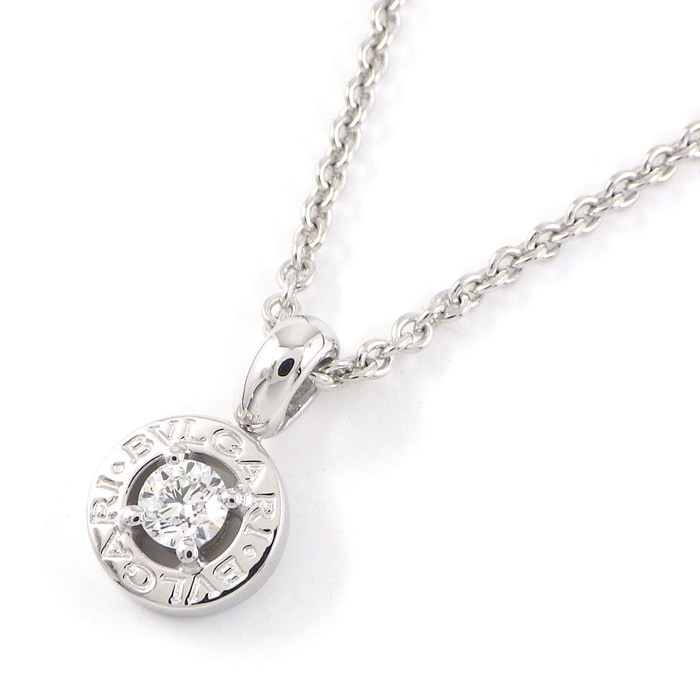 【ブルガリ BVLGARI】ネックレス ブルガリブルガリ サークル ロゴ 新型 チェーン 1ポイント ダイヤモンド K18WG 【箱・保付き】 