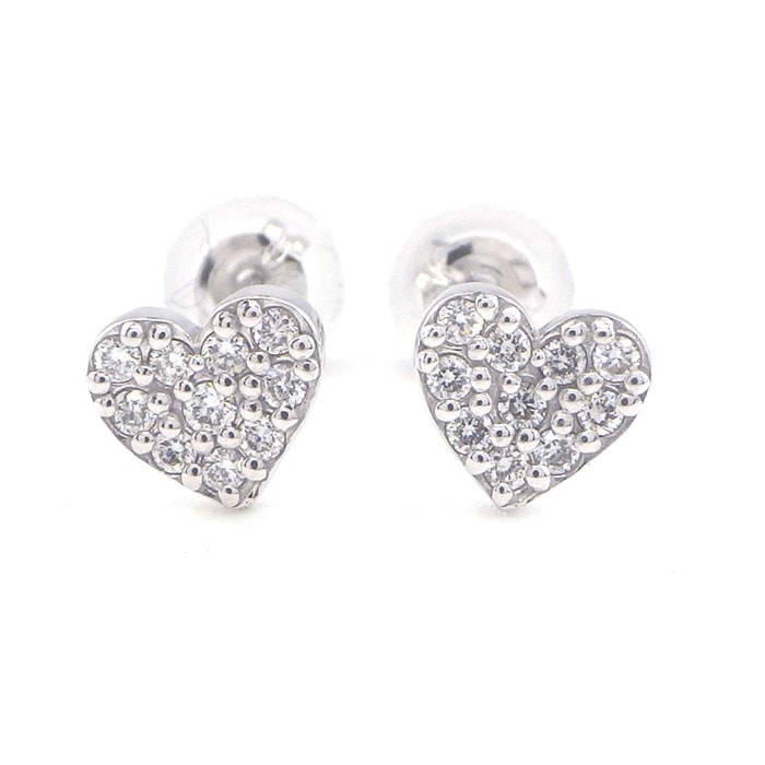 【ケイウノ ティアムティアム Tiam Tiam】ピアス ブリリアント ハート パヴェ ダイヤモンド 0.052ct / 0.052ct K18WG 