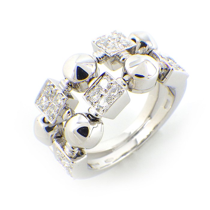 ブルガリ BVLGARI】リング ルチア 2ロウ ダイヤモンド K18WG 9.5号  