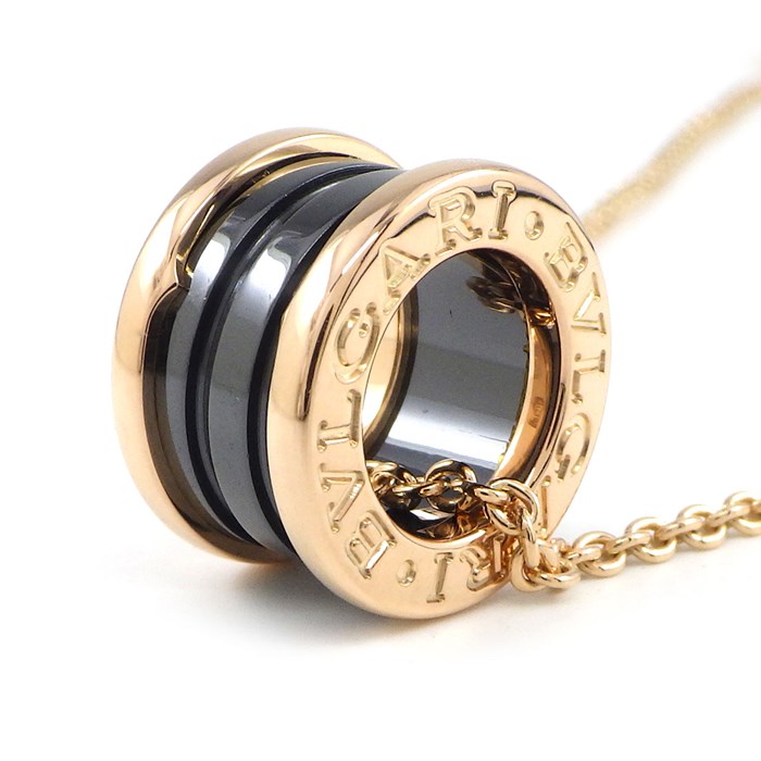 【ブルガリ BVLGARI】ネックレス B-zero1 ビーゼロワン K18PG ブラックセラミック 黒 
