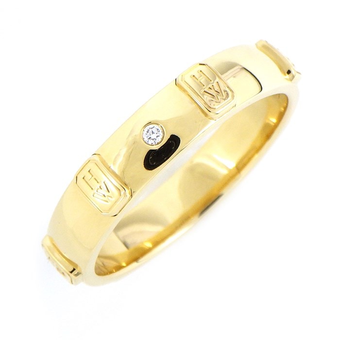 ★最終お値引き品★ 【ハリーウィンストン HARRY WINSTON】リング HW ロゴ 1ポイント ダイヤモンド 約0.01ct K18YG 20.5号 【箱・保付き】