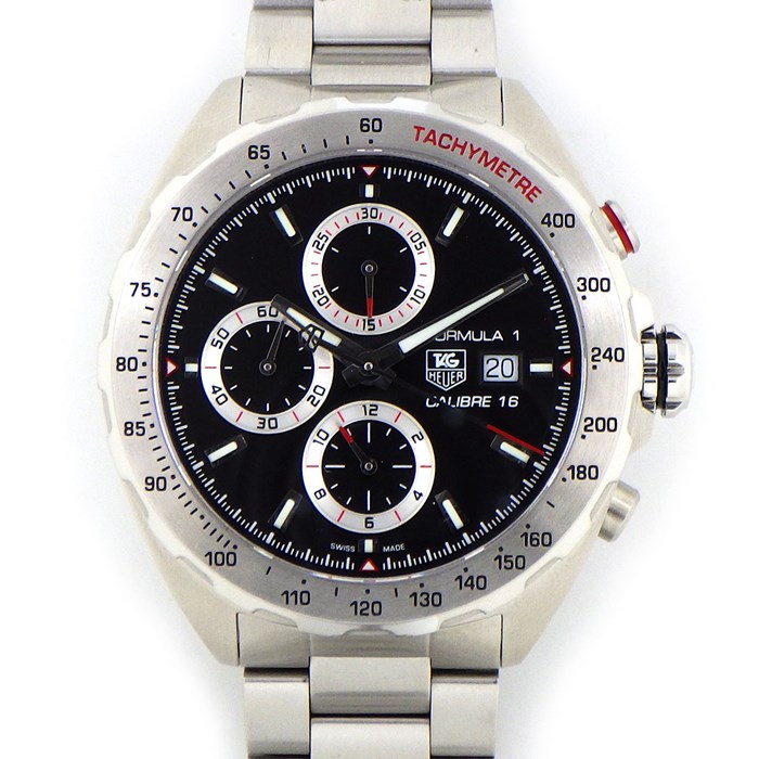 【タグ・ホイヤー TAG Heuer】腕時計 フォーミュラ1 CAZ2010-0 黒 ブラック文字盤 キャリバー カレンダー クロノグラフ タキメーター スモールセコンド SS 自動巻き 【箱・保付き】 
