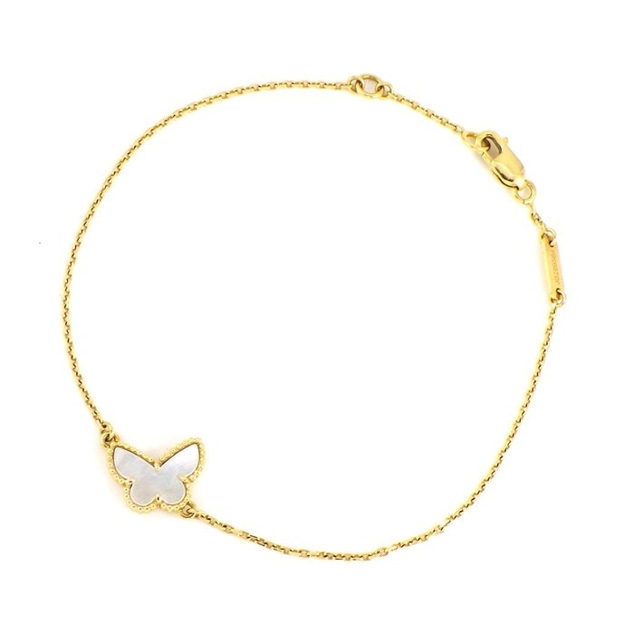 【ヴァンクリーフ＆アーペル Van Cleef & Arpels】ブレスレット スウィート アルハンブラ パピヨン ホワイトシェル 白 K18YG 【箱・保付き】 