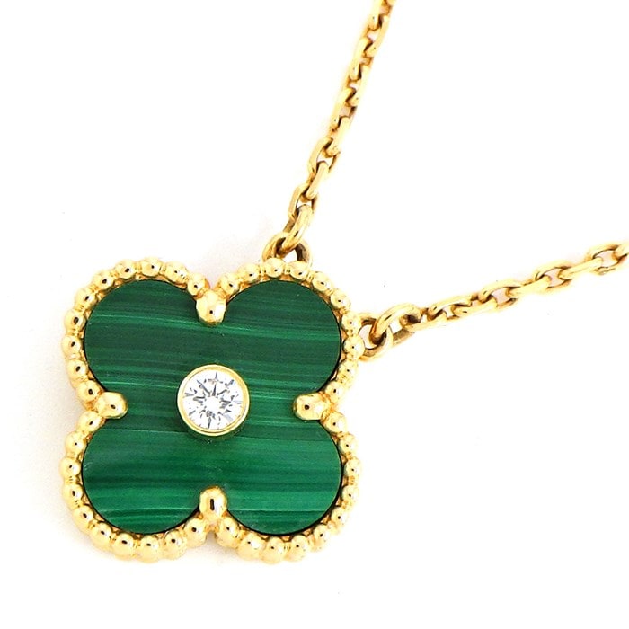 ヴァンクリーフ アーペル Van Cleef Arpels ネックレス ヴィンテージ アルハンブラ 13年 クリスマス限定 緑 グリーン マラカイト 1ポイント ダイヤモンド K18yg ジェイビーワークス 公式オンラインショップ