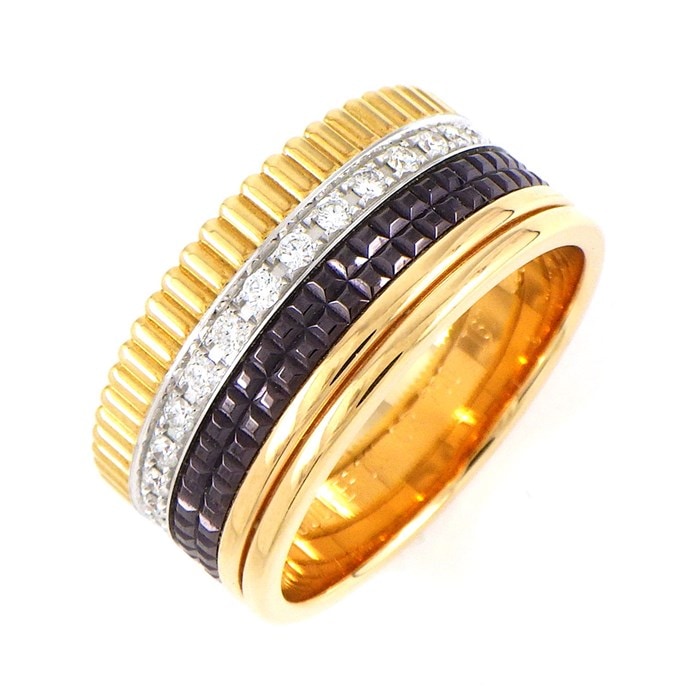【ブシュロン BOUCHERON】リング キャトル クラシック ラージ 25ポイント ダイヤモンド 0.49ct ブラウンPVD K18YG K18PG 26.5号 / #67 【箱・保付き】 