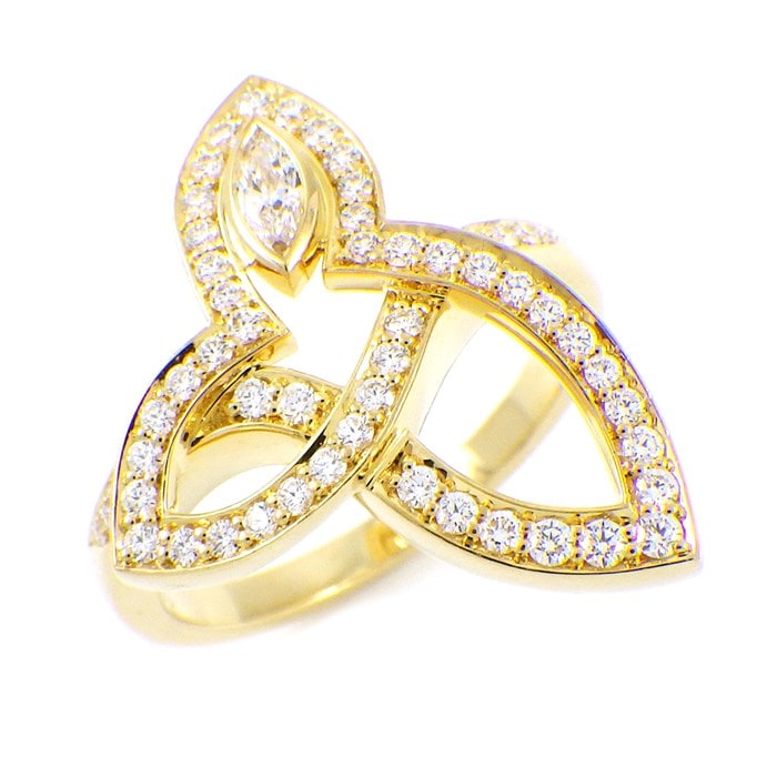 【ハリーウィンストン HARRY WINSTON】リング リリークラスター 1ポイント マーキスカット ダイヤモンド 54ポイント ラウンド ダイヤモンド 計0.41ct K18YG 10号 