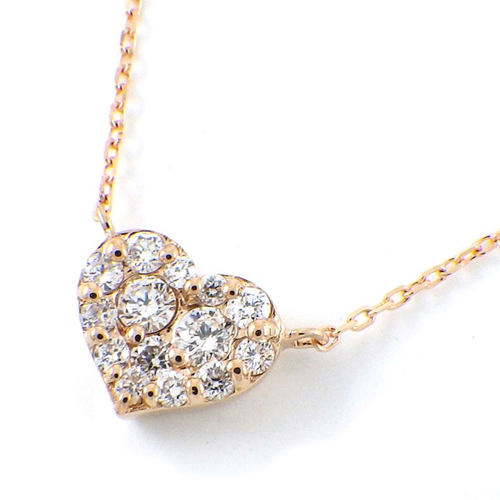 【ポンテヴェキオ Ponte Vecchio】ネックレス ハート パヴェ ダイヤモンド 0.13ct K18PG 