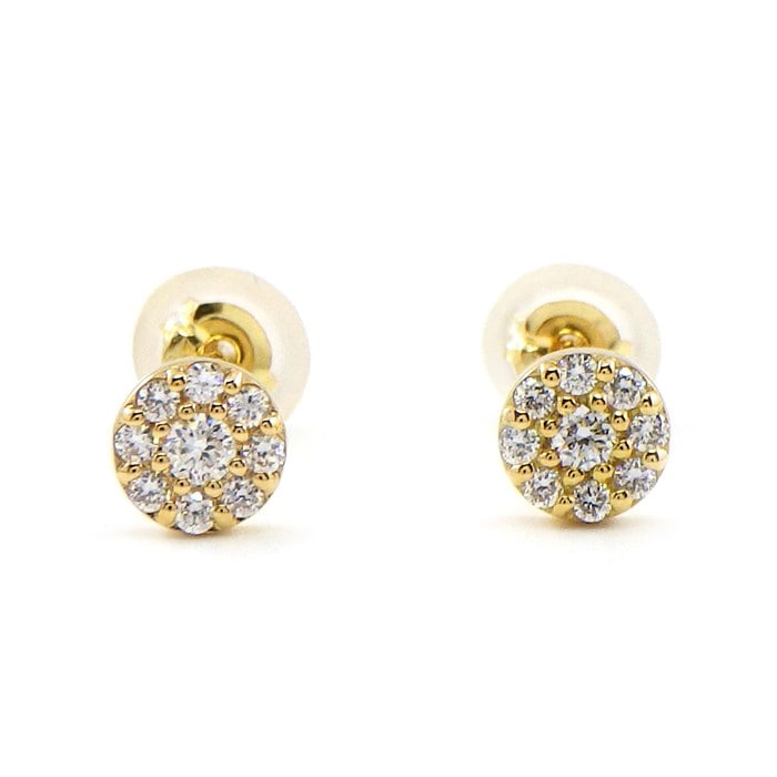 【ケイウノ K.UNO ティアムティアム Tiam Tiam】ピアス ブリリアント ラウンド サークル パヴェ ダイヤモンド 0.06ct / 0.06ct K18YG 