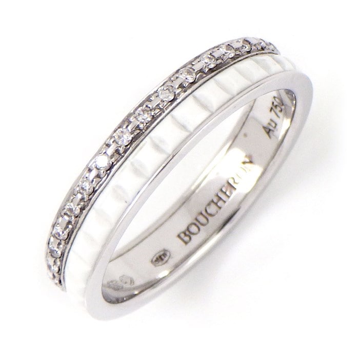 【ブシュロン BOUCHERON】リング キャトル フル サークル ダイヤモンド K18WG ホワイトセラミック 白 8号 / #48