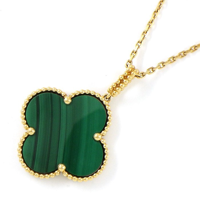 【ヴァンクリーフ＆アーペル Van Cleef & Arpels】ロングネックレス マジック アルハンブラ マラカイト K18YG
