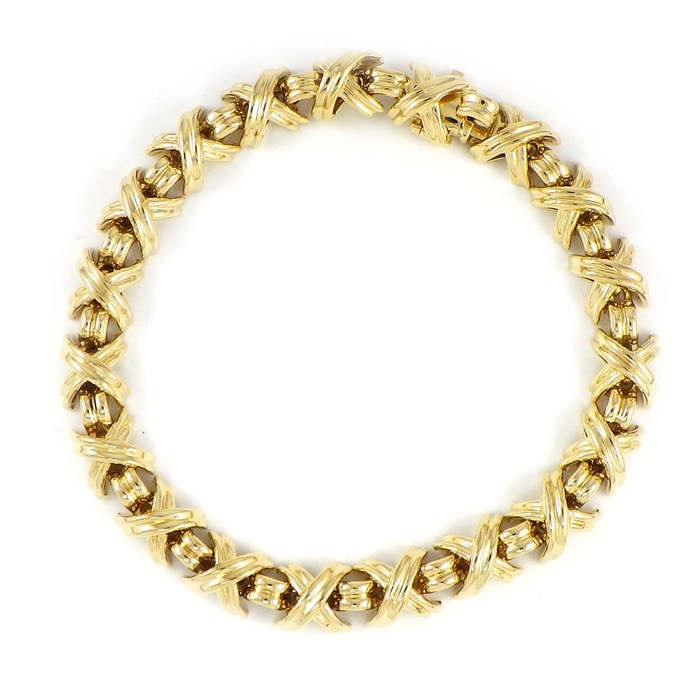 ティファニーブレスシグネチャ20リンククロスK18YG希少レア