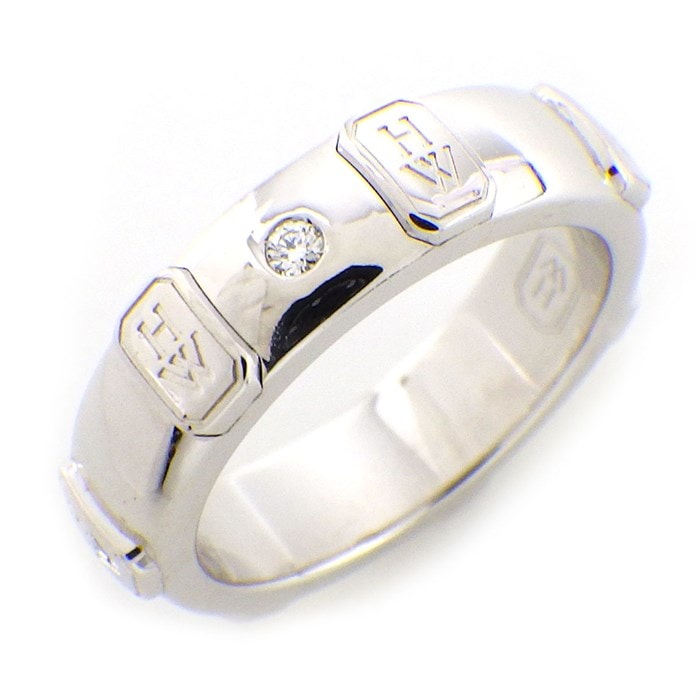 【ハリーウィンストン HARRY WINSTON】リング HW ロゴ 1ポイント ダイヤモンド 0.01ct K18WG 5号 