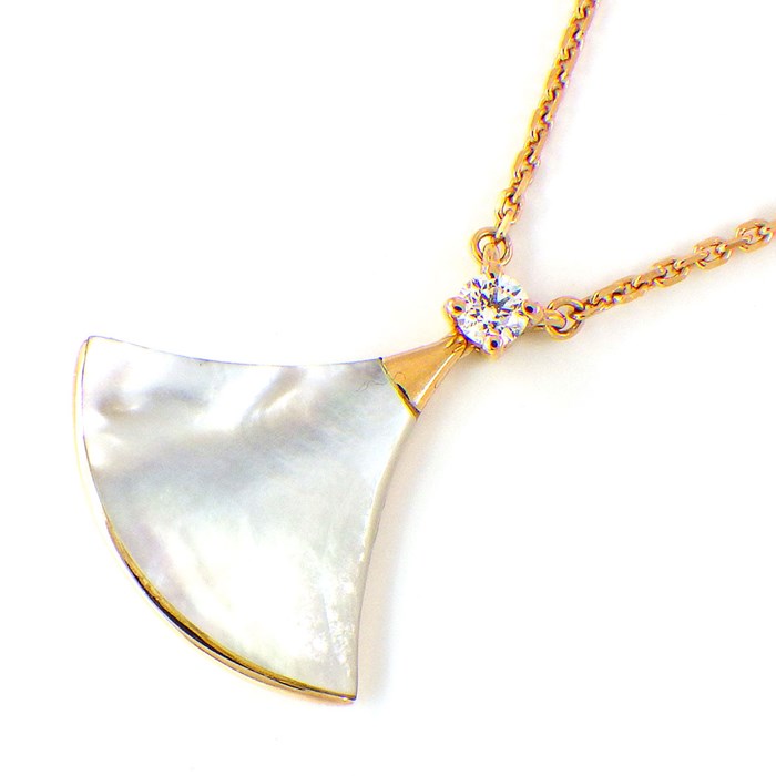 【ブルガリ BVLGARI】ネックレス ディーヴァドリーム ホワイトシェル 白 1ポイント ダイヤモンド 0.01ct K18PG 【箱・保付き】