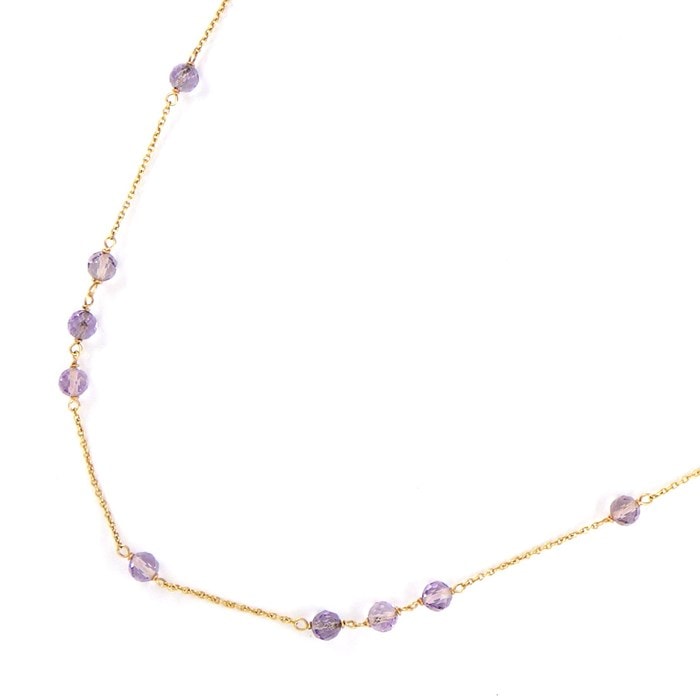【ティファニー Tiffany & Co.】ロングネックレス ステーション アメジスト K18PG 
