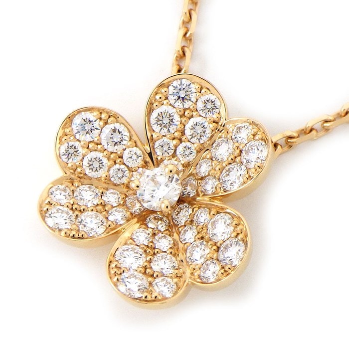 【ヴァンクリーフ＆アーペル Van Cleef & Arpels】ネックレス フリヴォル スモール フラワーモチーフ パヴェ ダイヤモンド 0.83ct K18PG 【箱・保付き】