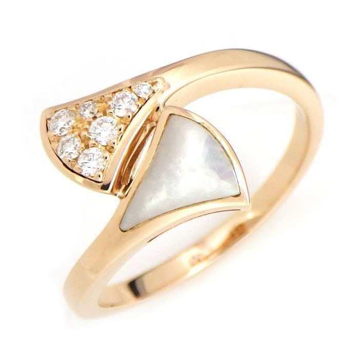 【ブルガリ BVLGARI】リング ディーヴァドリーム ホワイト シェル ダイヤモンド 0.08ct K18PG 白 12号 
