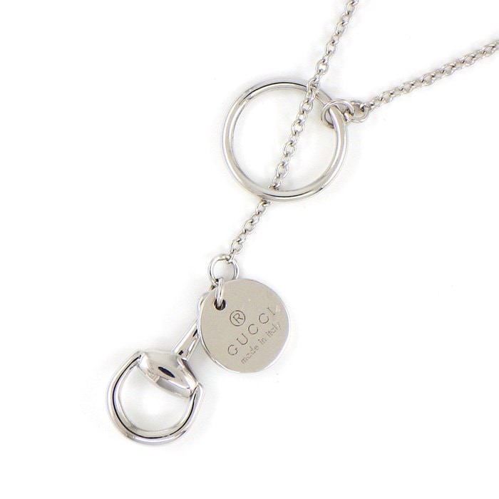 【グッチ GUCCI】ネックレス ラリエット ホースビット ラウンド タグ K18WG 