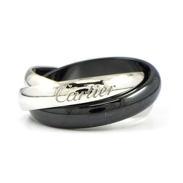 【カルティエ Cartier】リング トリニティ クラシック K18WG ブラック セラミック 黒 10.5号 / #50 