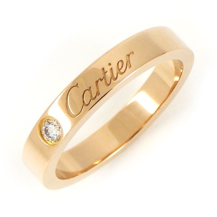【カルティエ Cartier】リング ウェディング ロゴ 1ポイント ダイヤモンド 0.03ct K18PG 8号 / #48 
