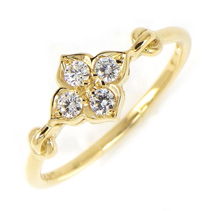 【カルティエ Cartier】リング ヒンドゥ ロータス スイレン 4ポイント ダイヤモンド K18YG 9号 / #50 
