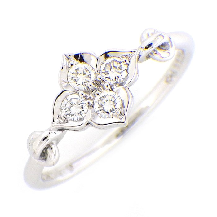 【カルティエ Cartier】リング ヒンドゥ ロータス スイレン 4ポイント ダイヤモンド K18WG 6.5号 / #47 