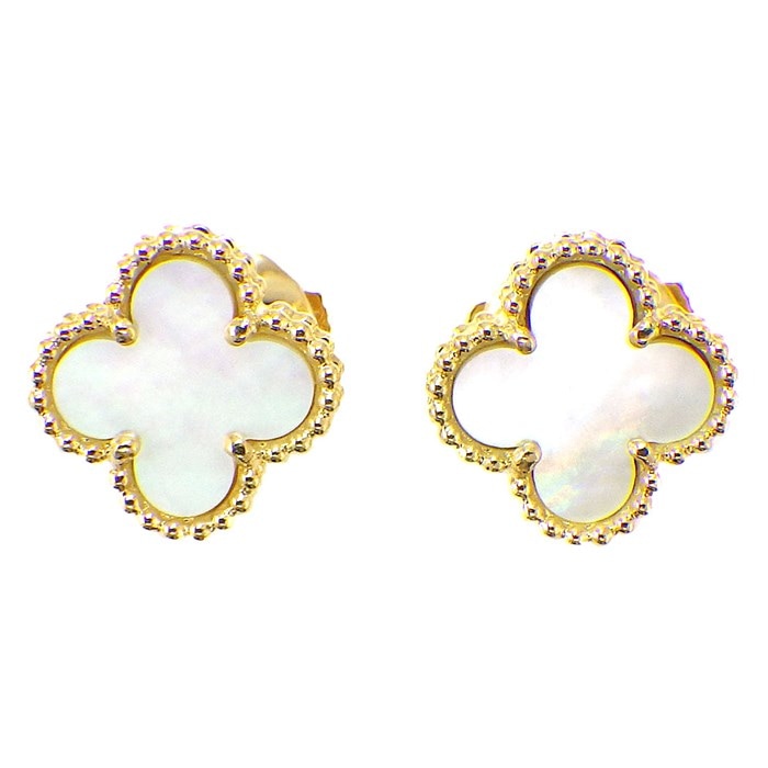 【ヴァンクリーフ＆アーペル Van Cleef & Arpels】ピアス スウィート　アルハンブラ VCARA44800 マザー　オブ　パール ホワイト シェル K18YG 白 