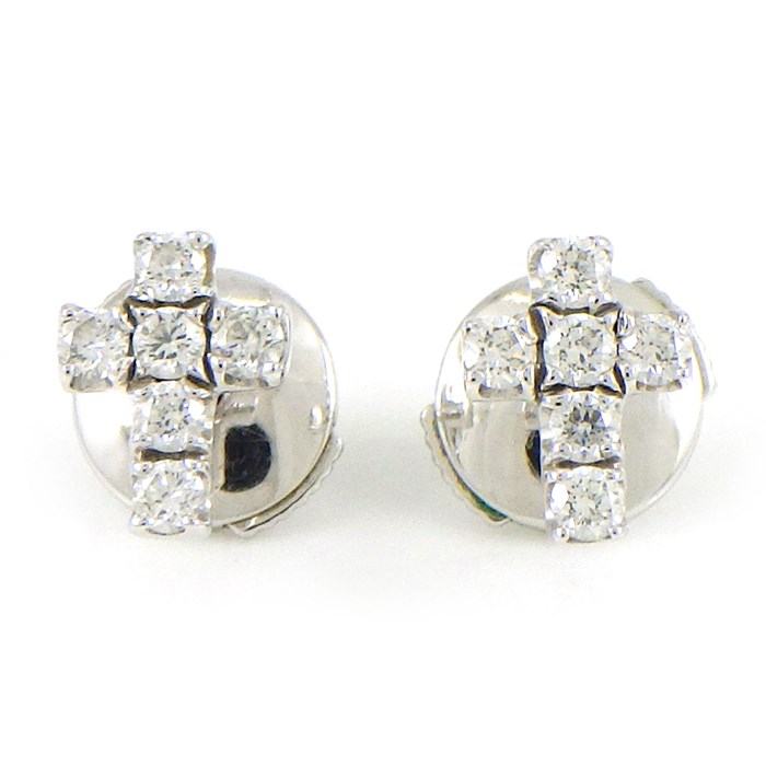 カルティエ Cartier】ピアス クロス モチーフ ダイヤモンド K18WG