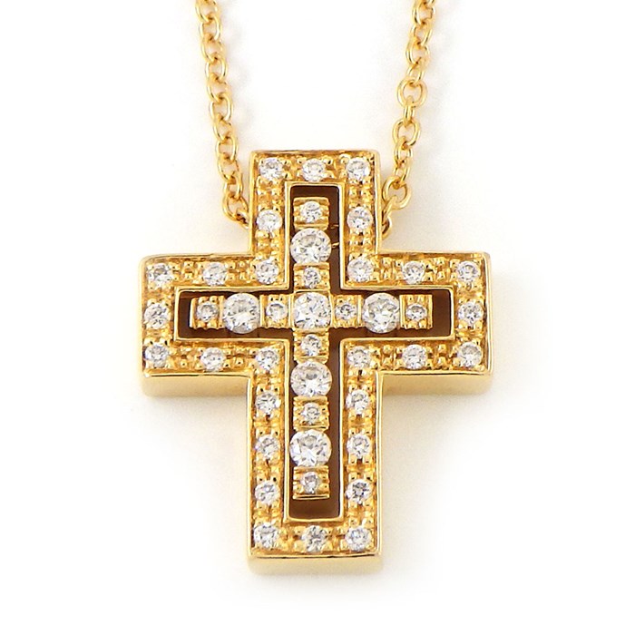 【ダミアーニ DAMIANI】ネックレス ベルエポック XXS クロス パヴェ ダイヤモンド K18PG 【箱・保付き】 
