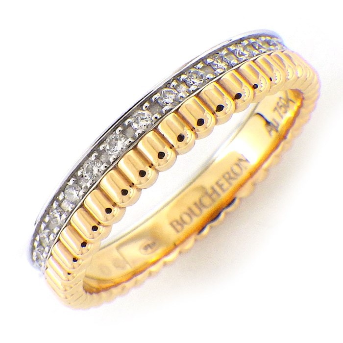 【ブシュロン BOUCHERON】リング キャトル ラディアント フル サークル エタニティ 33ポイント ダイヤモンド 0.23ct K18WG K18PG 9号 / #49 【箱・保付き】 