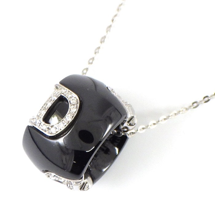 【ダミアーニ DAMIANI】ネックレス Dアイコン ディーアイコン ダイヤモンド K18WG ブラック セラミック 黒 