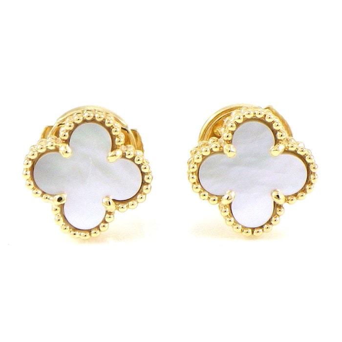 【ヴァンクリーフ＆アーペル Van Cleef & Arpels】ピアス スウィート アルハンブラ VCARA44800 ホワイト シェル 白 K18YG 【箱・保付き】 