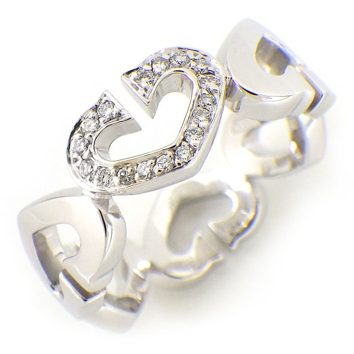 カルティエ Cartier】リング Cハート パヴェ ダイヤモンド K18WG 14号 