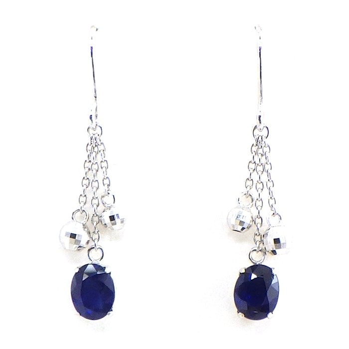 【オーバルカット サファイア】 ピアス スウィング ドロップ ボール フック 9月 誕生石 オーバルカット サファイア 0.45ct/0.45ct K18WG