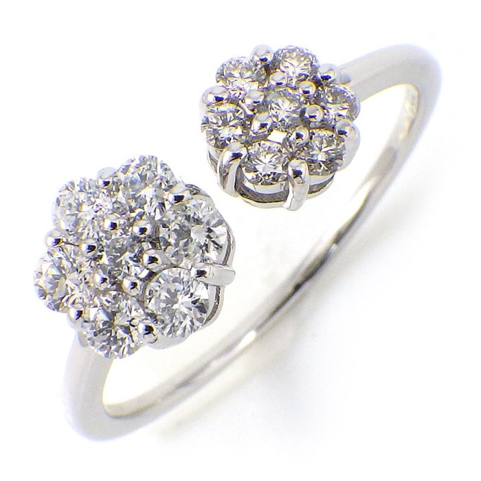 【ダイヤモンド】 リング オープン フラワー モチーフ パヴェ ダイヤモンド 0.43ct PT900 10号