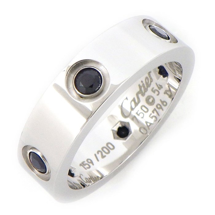 【カルティエ Cartier】リング ラブ 159/200 レア 200本限定 6ポイント ブラック サファイア K18WG 14号 / #54 