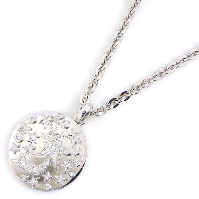 【シャネル CHANEL】 ネックレス コメット カメリア ラウンド サークル ダイヤモンド K18WG