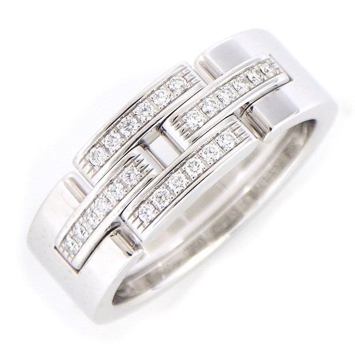 カルティエ Cartier リング マイヨン パンテール 3ロウ パヴェ 24ポイント ダイヤモンド K18WG 9号 / #49 【中古】