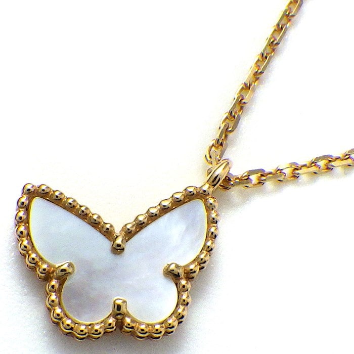 ヴァンクリーフ＆アーペル Van Cleef & Arpels ネックレス スウィート アルハンブラ パピヨン VCARF69300 ホワイト シェル K18YG 【箱・保付き】 【中古】