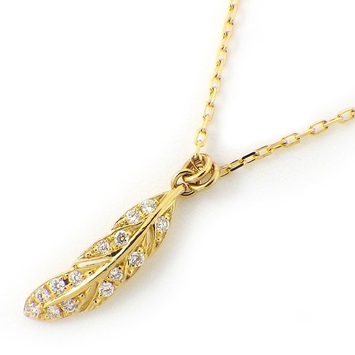 アーカー AHKAH ネックレス ウイングスイング Sサイズ ショートチェーン VC0273010100 フェザー 14ポイント ダイヤモンド 0.05ct K18YG 【中古】