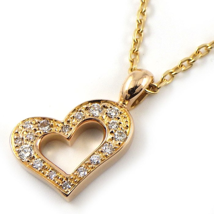 ピアジェ PIAGET ネックレス ライムライト ハート オープン パヴェ ダイヤモンド K18PG 【中古】