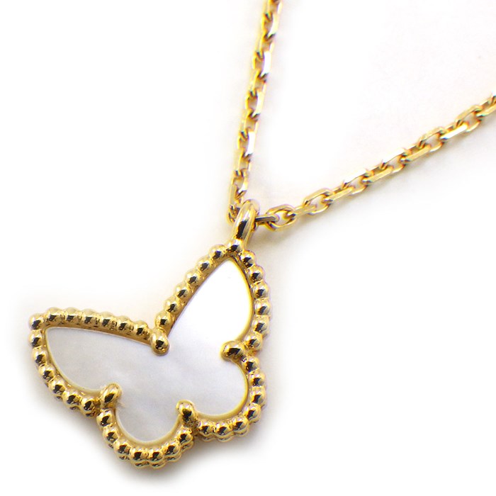 ヴァンクリーフ＆アーペル Van Cleef & Arpels ネックレス スウィート アルハンブラ パピヨン VCARF69300 ホワイト シェル K18YG 白 【中古】