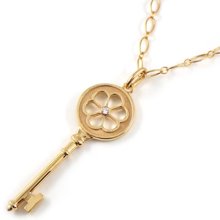 ティファニー Tiffany & Co. ネックレス ブロッサム キー 鍵モチーフ オーバルリンクチェーン 1ポイント ダイヤモンド K18PG 【中古】