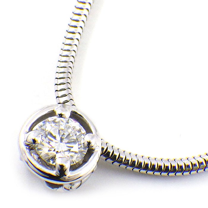 K18WG ソリティア ダイヤモンド ネックレス 0.20CT 